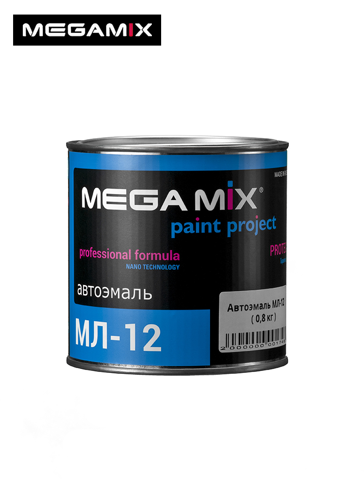 MEGA MIX МЛ-12 автоэмаль БЕЛЫЙ 0,8 кг, без отвердителя (применять с отвердителем артикул СА008258)